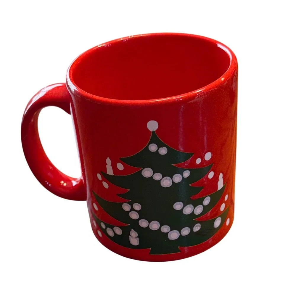 Waechtersbach Germany CHIP Christmas Tree‎ 12oz Red Coffee Mug Cup Vintage 80s